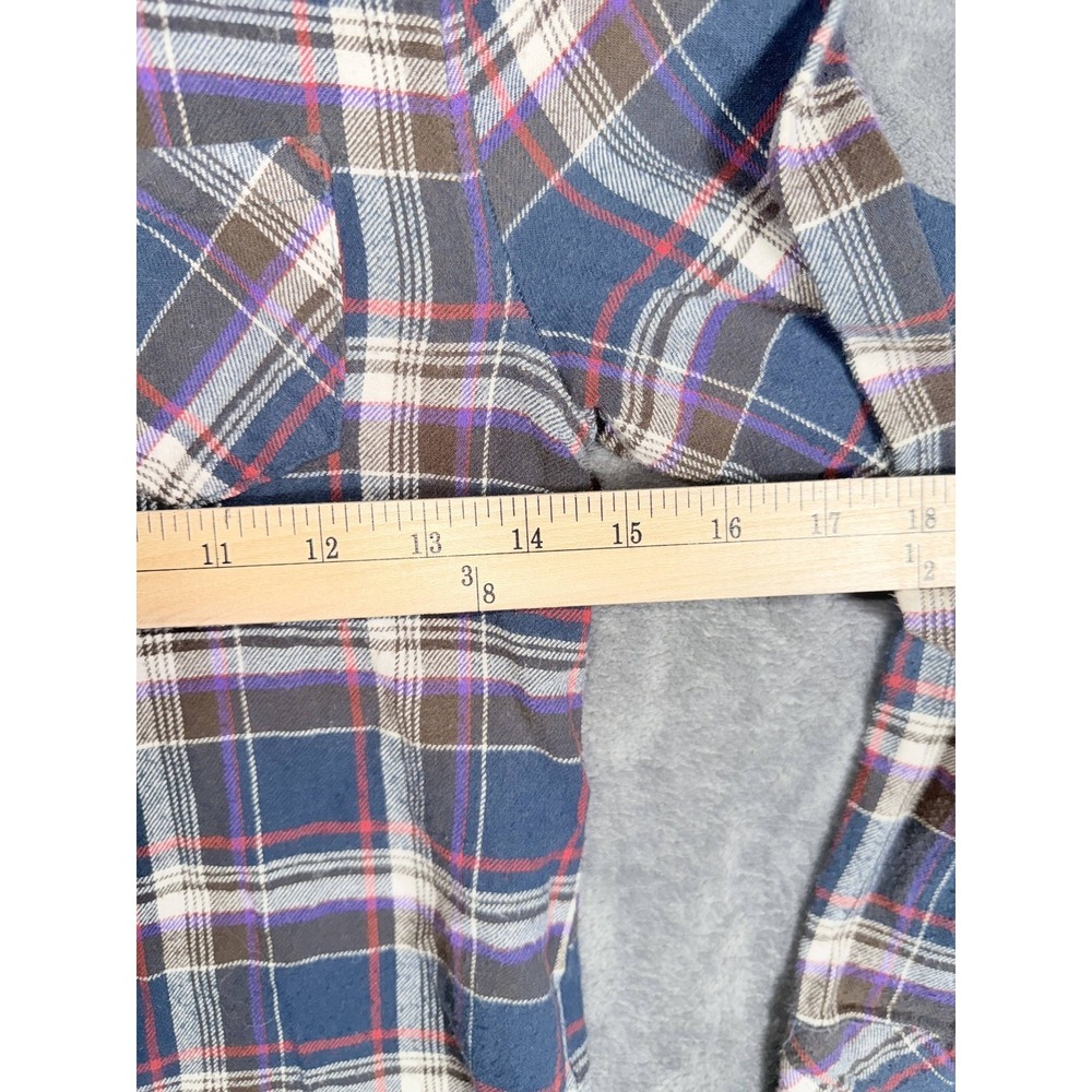 BROWNY Kids Flannel Shirt Blue Red Plaid Cotton Long Sleeve Button Up - Picture 6 of 6